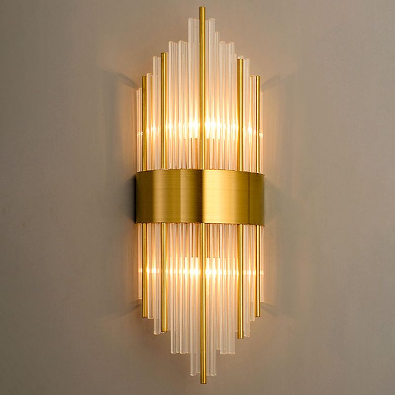 Crystal Geometric Shape Wall Sconce Modern Style 2 Lights Wall Light Fixture in Gold