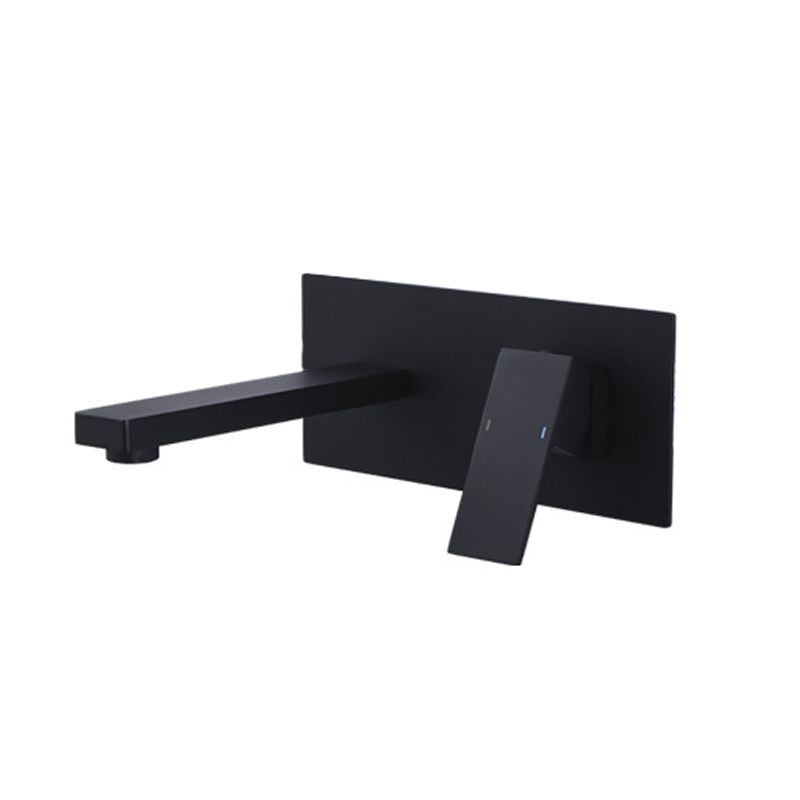 Contemporary Wall Mounted Bathroom Faucet Lever Handles Solid Brass Cubic Faucet