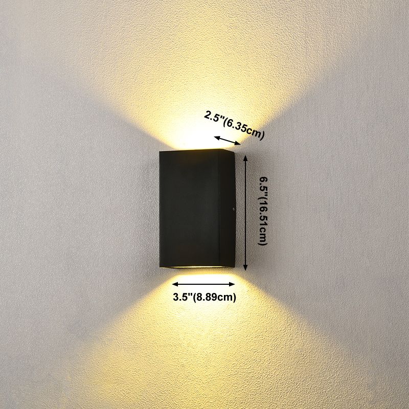 Mur de l'aluminium moderne clair cuboïde 2 lumières Walleur mural en noir pour l'extérieur