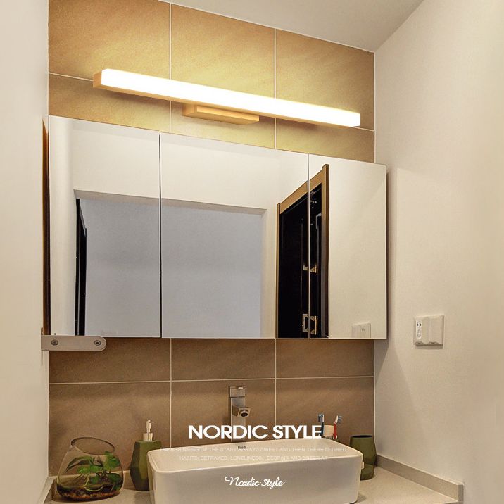 Nordic Simple Wood Mur Vanité Lumière Lumière et luminaire de vanité résistante au brouillard