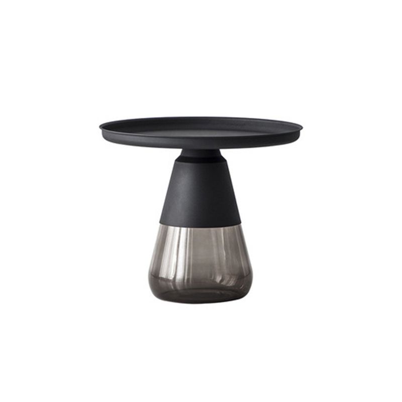 Pedestal Base Design Black/gold Countertop Metal Frame Glass Base Round Side Table