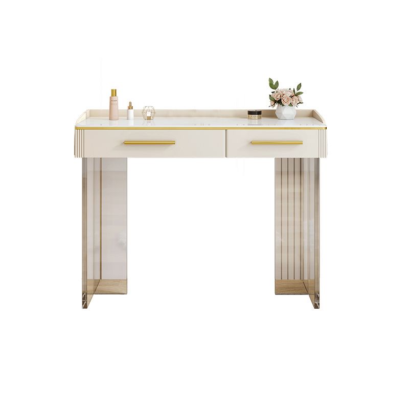 Contemporary Stone Top Dressing Table with 2 Drawers and Acrylic Base