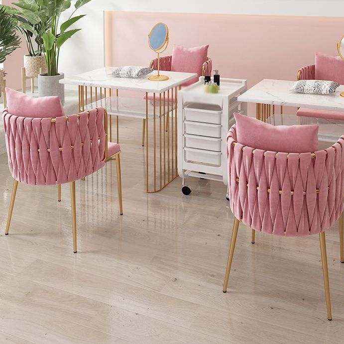 La salle à manger contemporaine en métal préside des chaises de salle à manger sans bras en velours pour un usage domestique