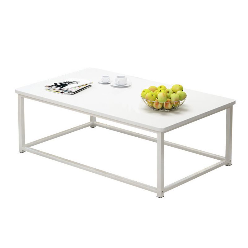 Contemporary Rectangle Coffee Table with Iron Frame Base and Wooden Top