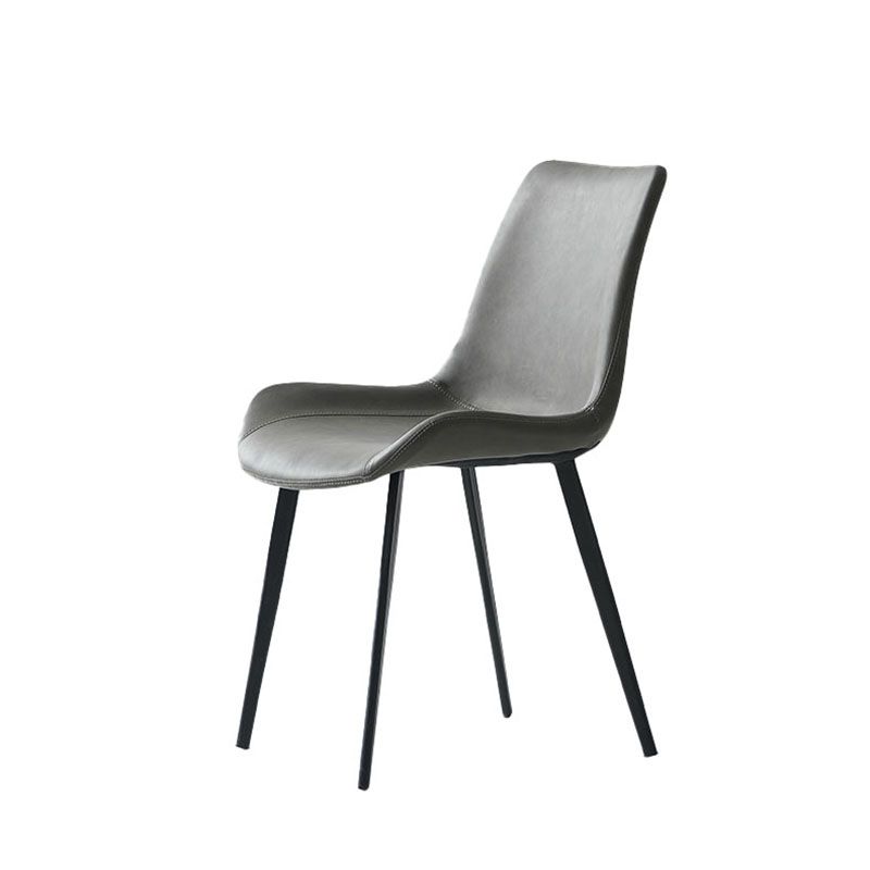 Industrial Style Solid Back Chair for Kitchen Faux Leather Dining Chairs