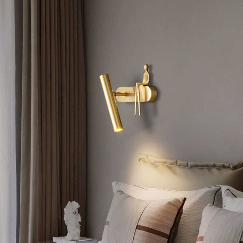1-Light Cylinder Wall Light Fixture Modern Metal Wall Sconce Light