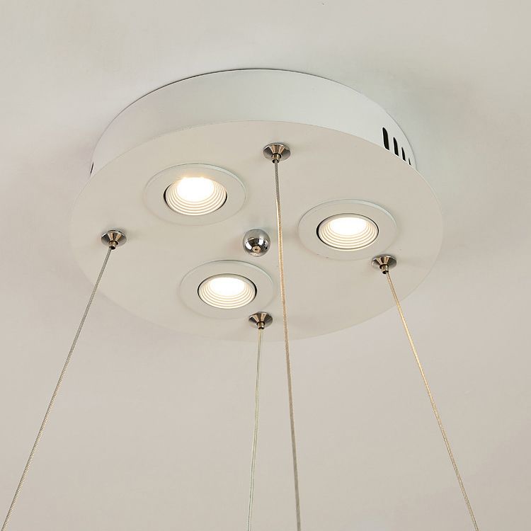 Modern Circular Chandelier Lights Feather Chandelier Light Fixture in White