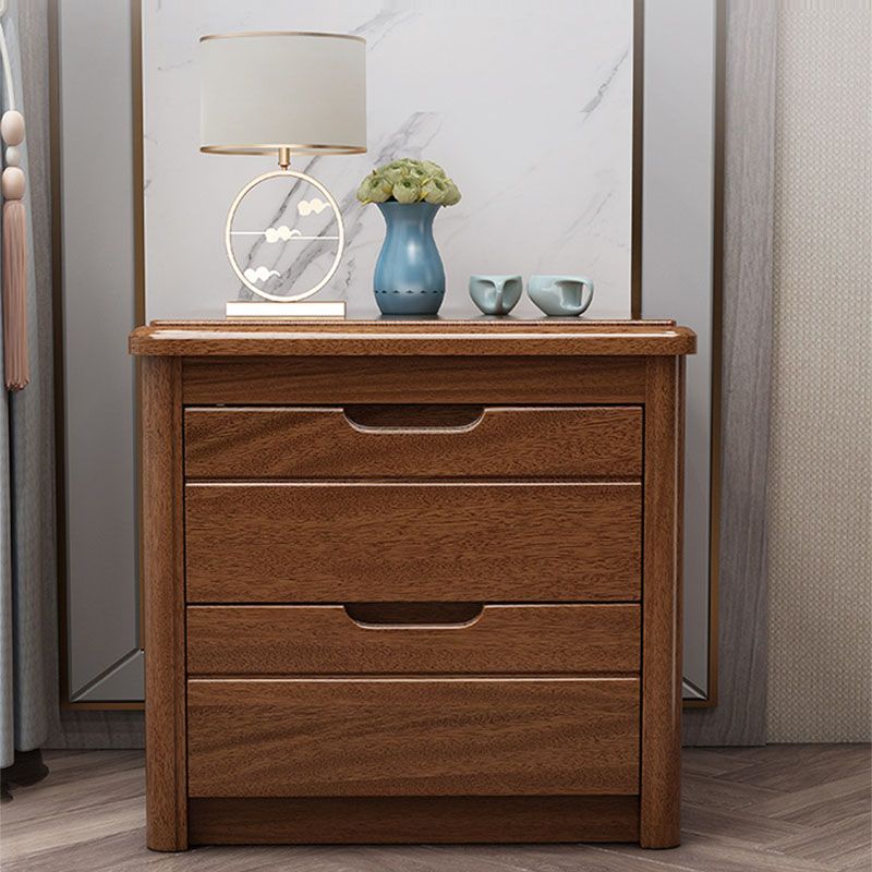 Solid Wood Bed Nightstand Traditional Night Table with 2 Drawers