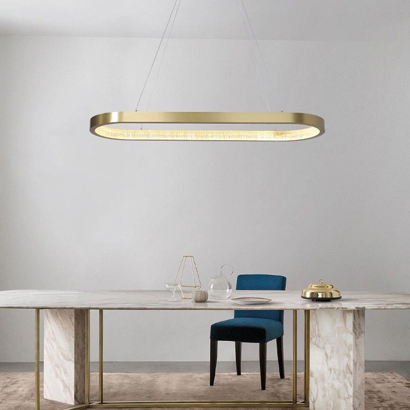 Modern Style Island Pendant Oval Shaped Metal 1 Light Island Light in Gold