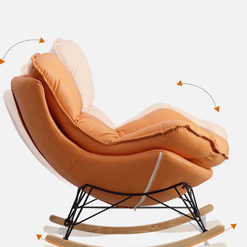 Classic Rocker Chair Pure Color Indoor Velvet Rocking Chair with Dark legs