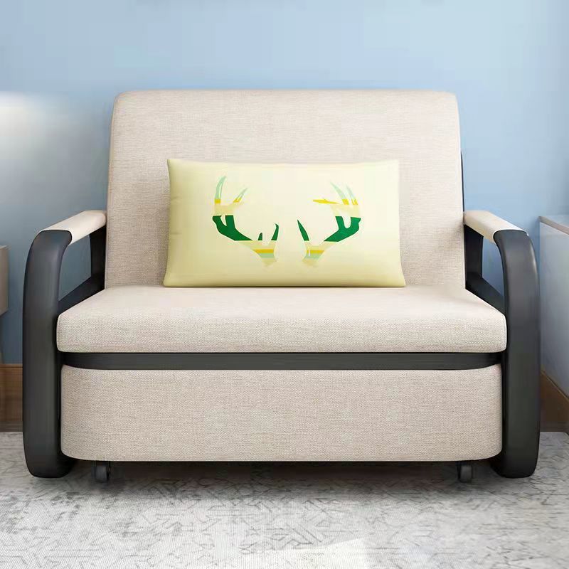 Linen Square Arm Sofa Bed 35.43" Wide  Contemporary Convertible Sofa
