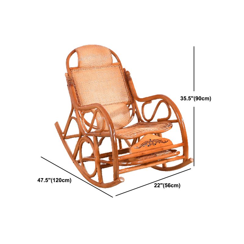 Traditional Rocking Chair Wicker Spindle Backrest Solid Color Indoor Rocking Chair