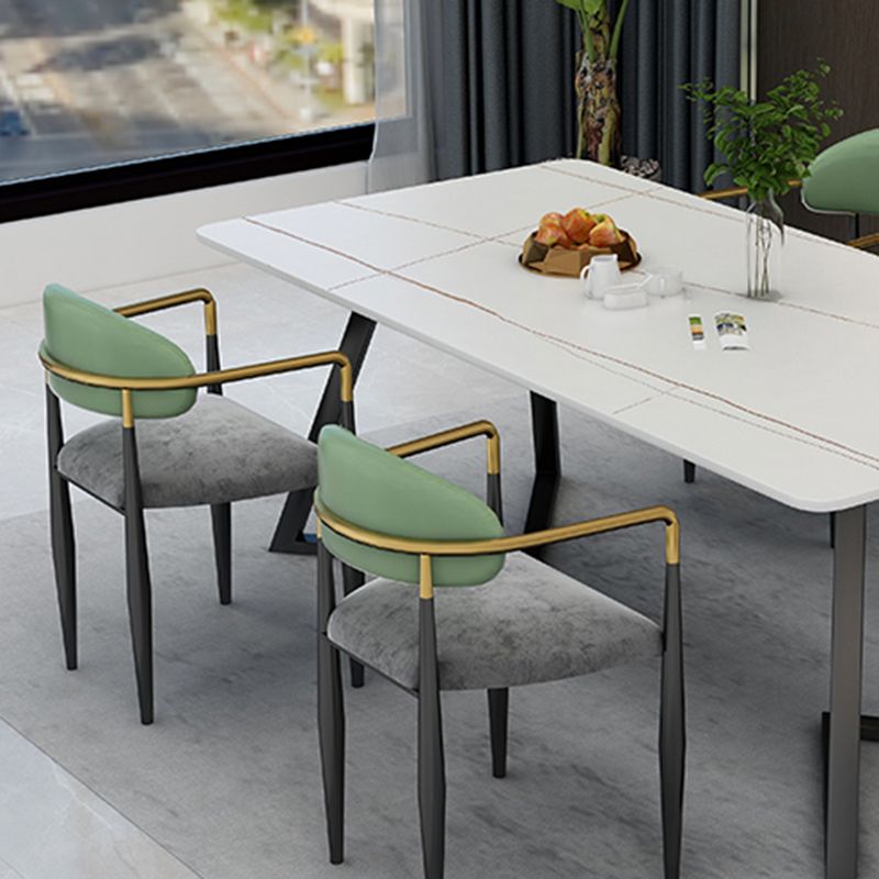 Modern Armless Backrest Counter Stool Iron Bar Stool with Cushion for Dining Room