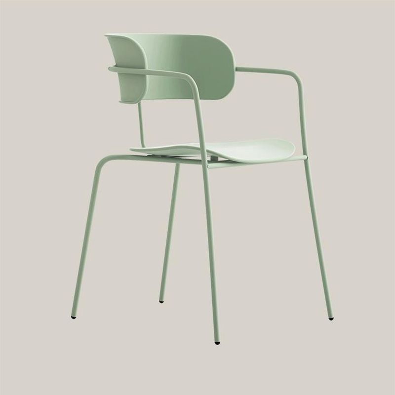 Contemporary Metal Dining Room Chair Arm Open Back Dining Side Chair for Dining Room