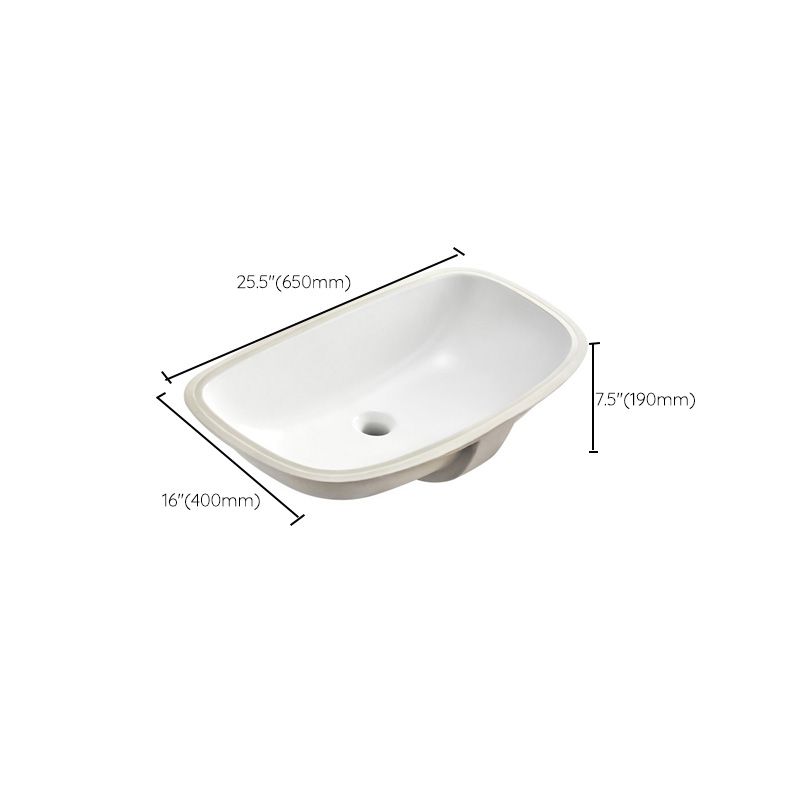 White Porcelain Bathroom Sink with Overflow Vessel Bathroom Sink