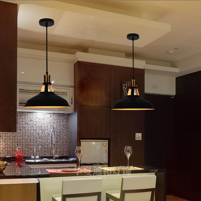 Lampada in ferro battuto a sospensione industriale a sospensione retrò per caffettiera