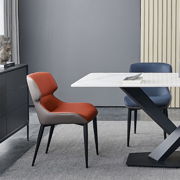 Nordic Style Leder Esszimmerstuhl Wingback Seitenstuhl für den Heimgebrauch