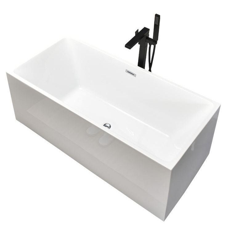 Back to Wall Bath Rectangular Antique Finish Soaking Modern Bath Tub