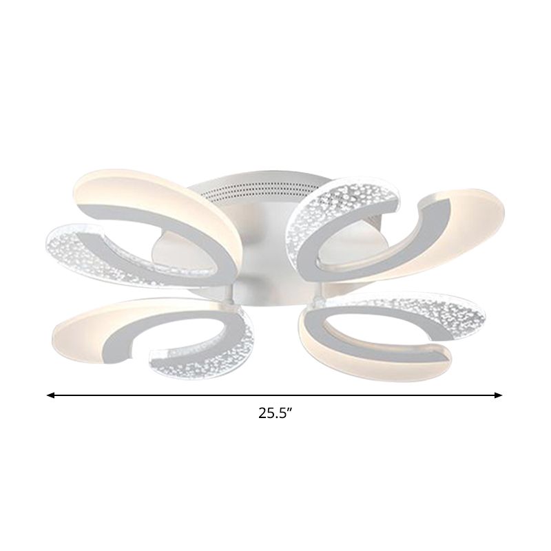 Montaje de altura de montura de V en forma de V claro Luz LED contemporánea 4/6/9 Luces acrílicos Luz de techo acrucado en luz cálida