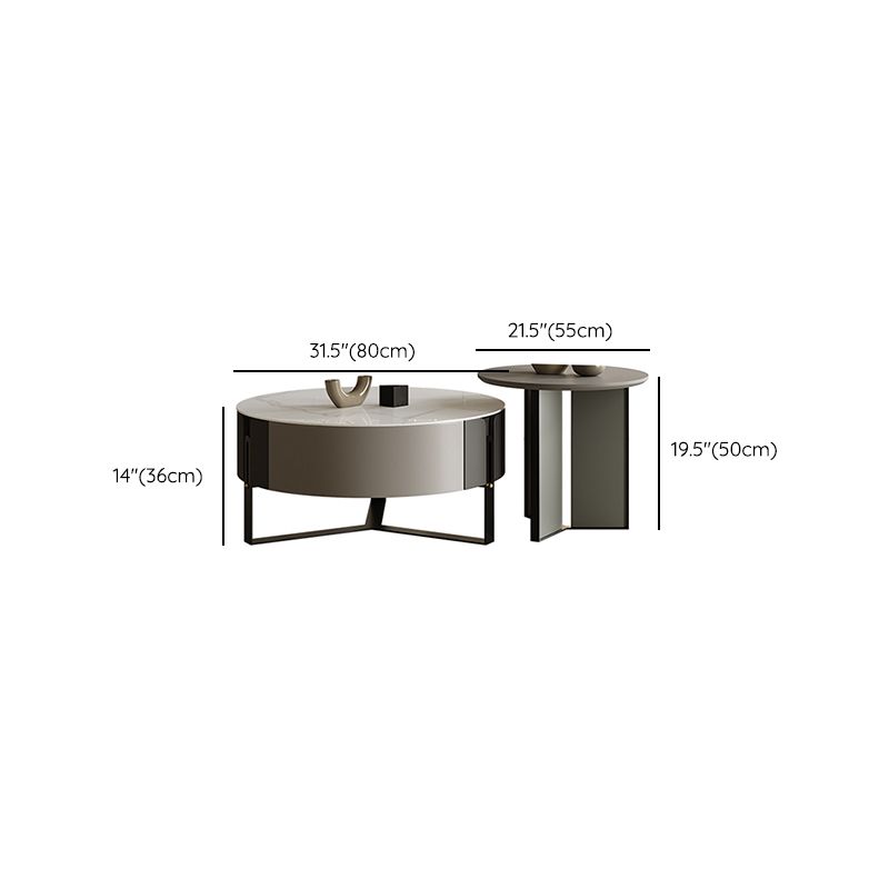 Contemporary Cocktail Table Round Stone Coffee Cocktail Table