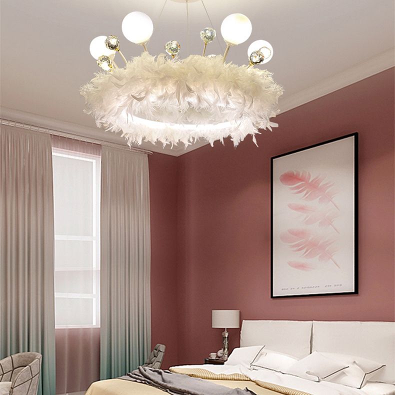 Multi-lights ring plafond hanglampen moderne stijl veer kroonluchter verlichting