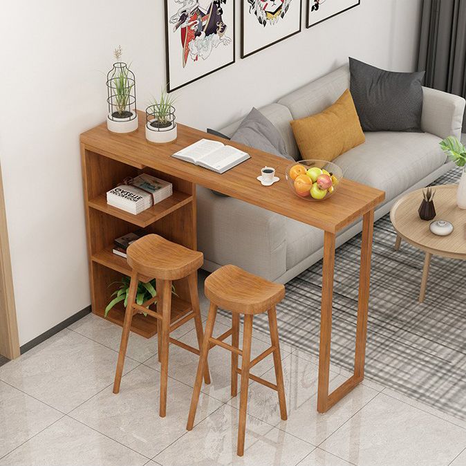 Glam 1/2/3 Pieces Bar Table Set Rectangle Wooden Bar Table with Bar Stool