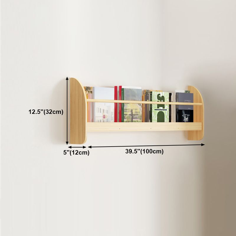Wood Floating Bookcase Contemporary Style Wall Mounted Book Shelf