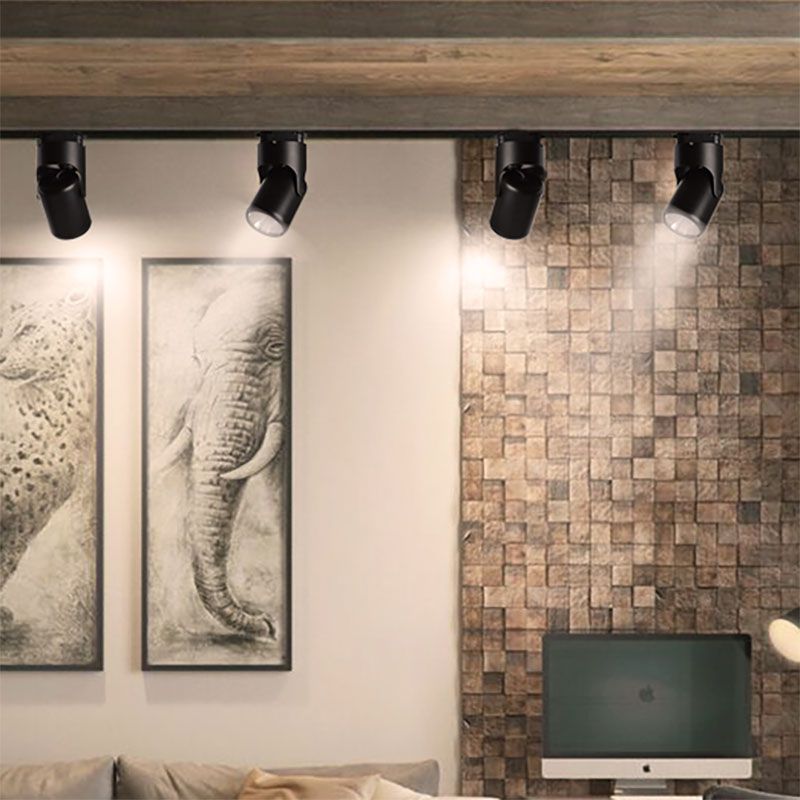 Lámpara mini semiplana de moda en ático, con pantalla cilíndrica LED Metal giratorio lámpara de techo, adecuada para Sala de estar