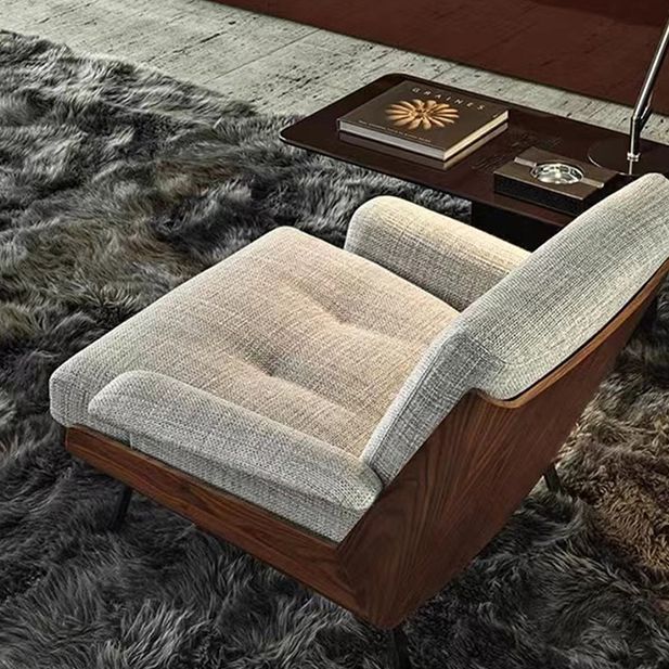 Industrial Lounge Chair Solid Color Cushion Back Basic Four Leg Reclining Accent Chair