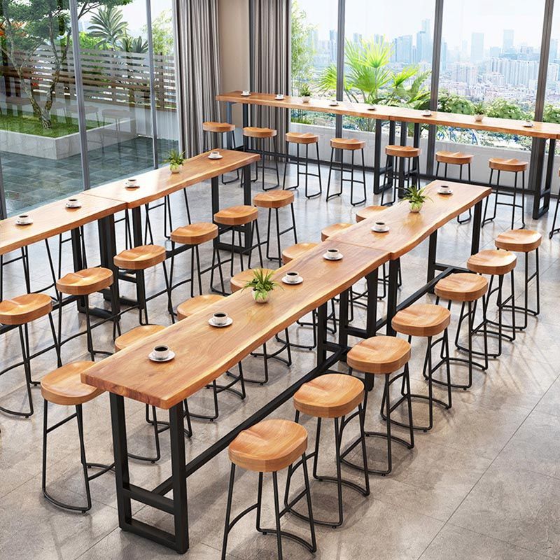 Modern 1/9 Pieces Bar Table Set Rectangle Wood Counter Table with Stools for Balcony