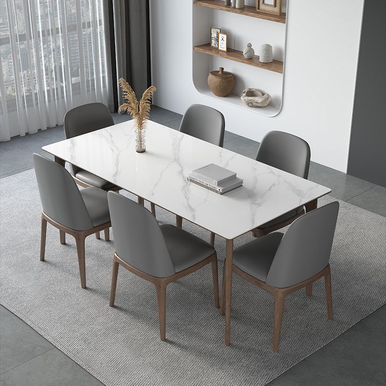 Dining Room Set Minimalist with Solid Wood Dining Table and Upholstered Chairs