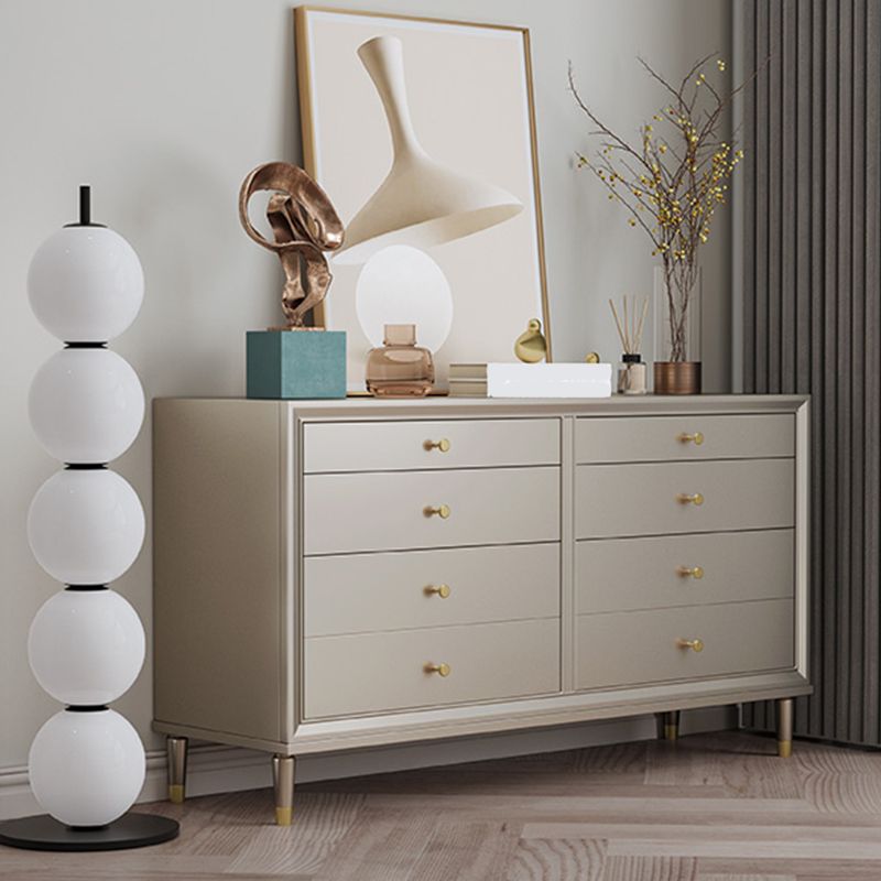Contemporary Horizontal Double Dresser White/Silver Dresser with Storage for Home
