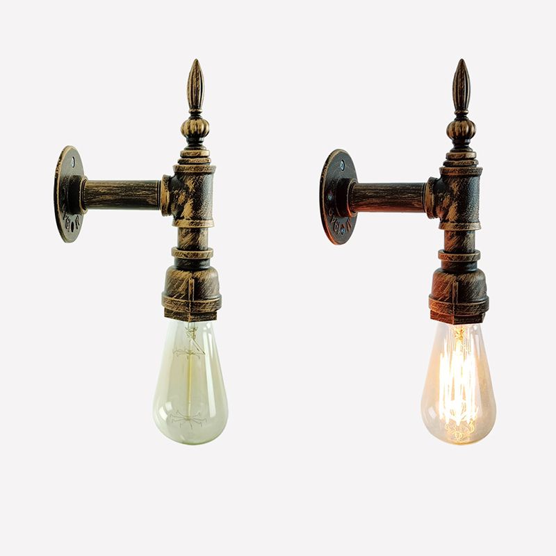 Industrial Wall Sconce Pipe Shape Wall Light with Metal Shade for Shower Room