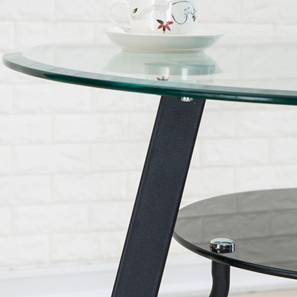 Moderne glazen eettafel 31.5 "Ronde eettafel met zwart frame voor huisgebruik