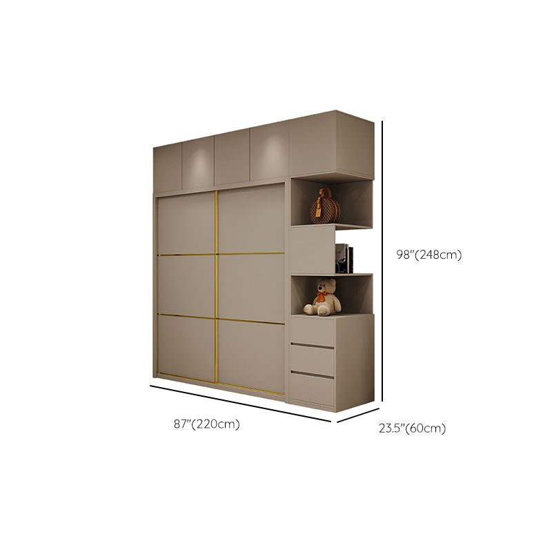 Contemporary Style Wardrobe Wooden Bedroom Wardrobe Closet with Clothes Rail