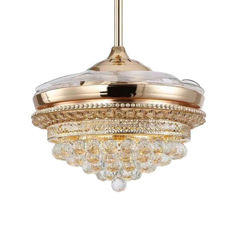 19 "W Gold Led Conic Semi Flush Lampe Minimalismus Kristallkugel Lüfter Leuchte Leuchte
