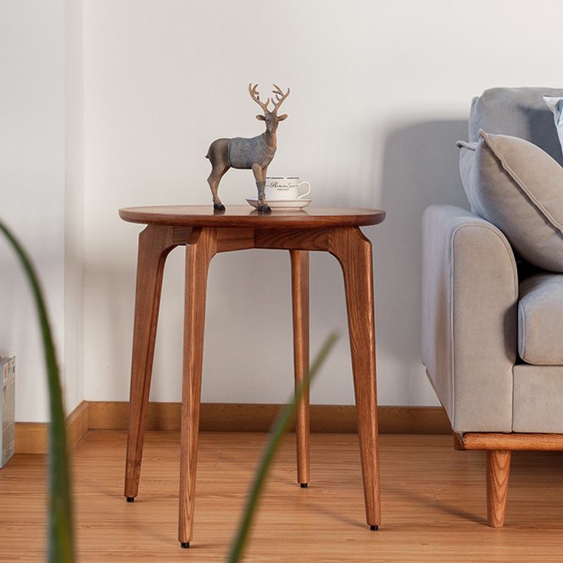 Scandinavian Round Solid Wood Top Side Table 23.6" Tall 3 Legs/4 Legs End Table