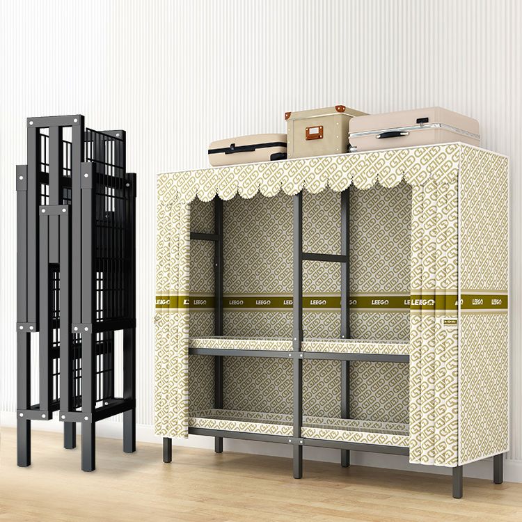 Modern Style Freestanding Wardrobe Armoire Metal Wardrobe with Shelves and Clothes Rail