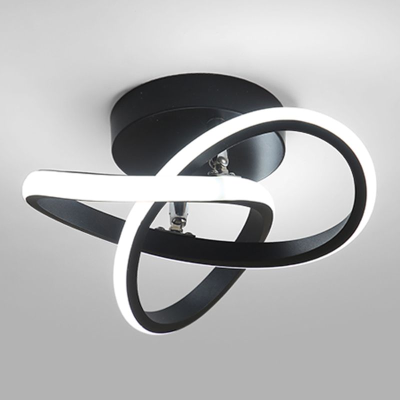 Twisted Semi Flush Ceiling Light Simplicity Style Metal LED Ceiling Mount Lamp