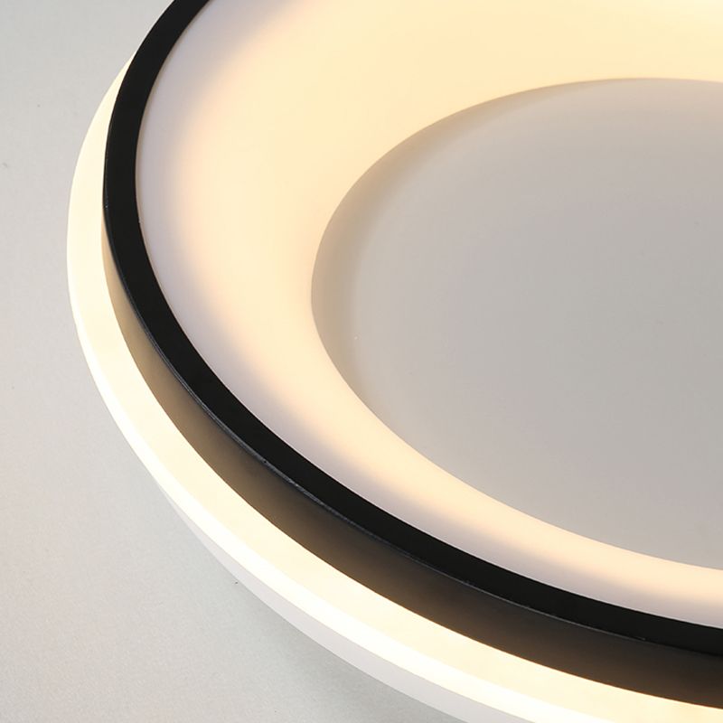 Nordic Drum Flush Mount Light Metallic Black LED Ceiling Light Fixture, Warm/White Light/Remote Control Stepless Dimming