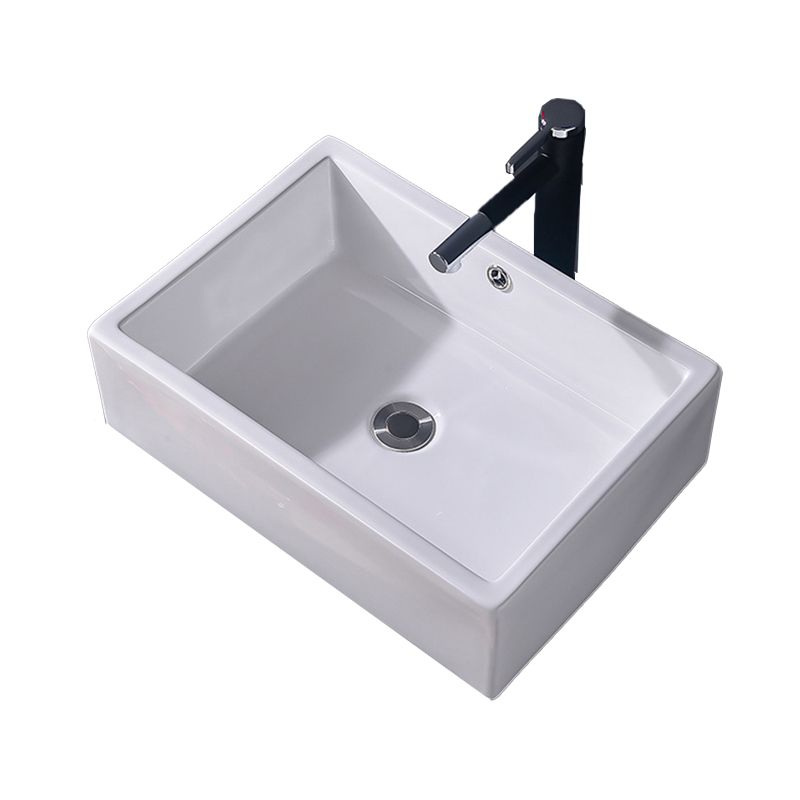 Modern Vessel Bathroom Sink Rectangular Porcelain Basin Sink (Not Include Faucet)