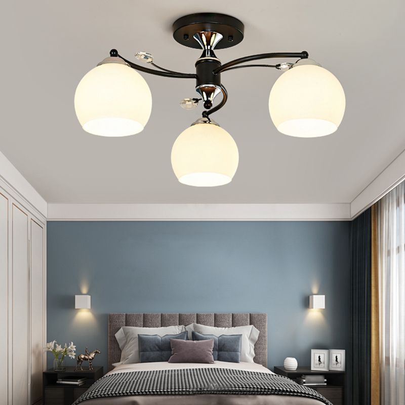 Lámpara de montaje de semi raspadilla de sala de estar de estilo moderno de techo de techo de techo de tono de cúpula