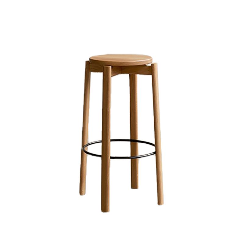 Contemporary 29.5-inch Backless Bar Stool with Solid Wood Base