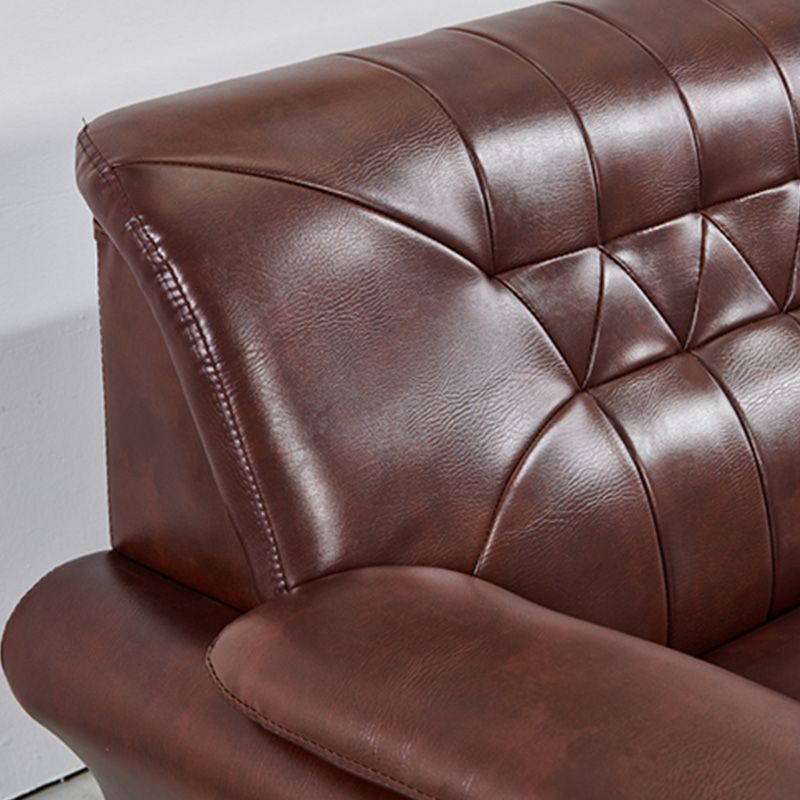 Industrial Biscuit Back Seating Flared Arm Sofa in Dark Brown