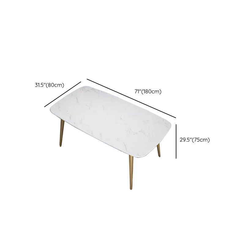 Traditional Luxury Rectangle Dining Table White Faux Marble Top Table for Home