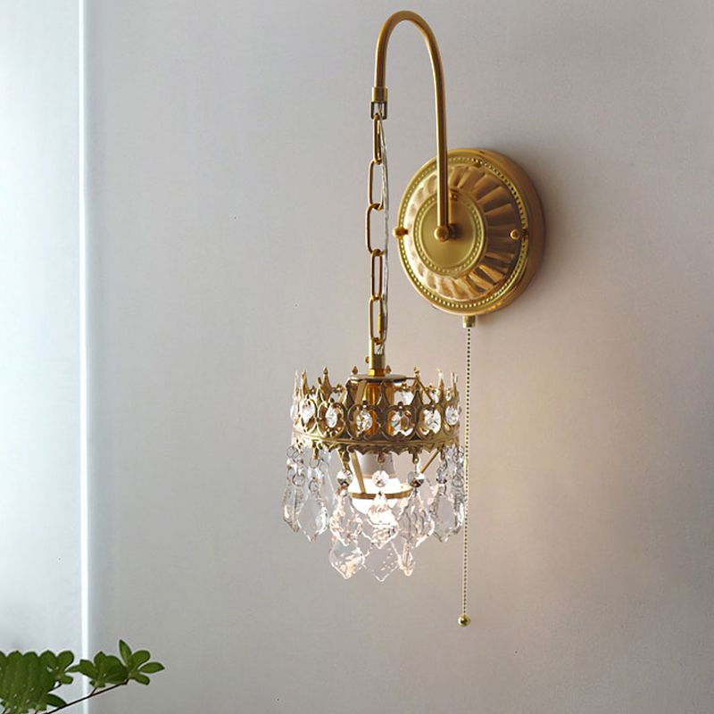 Unique Shape Crystal Wall Lighting Modern Style 1 Light Wall Mounted Light in Brass