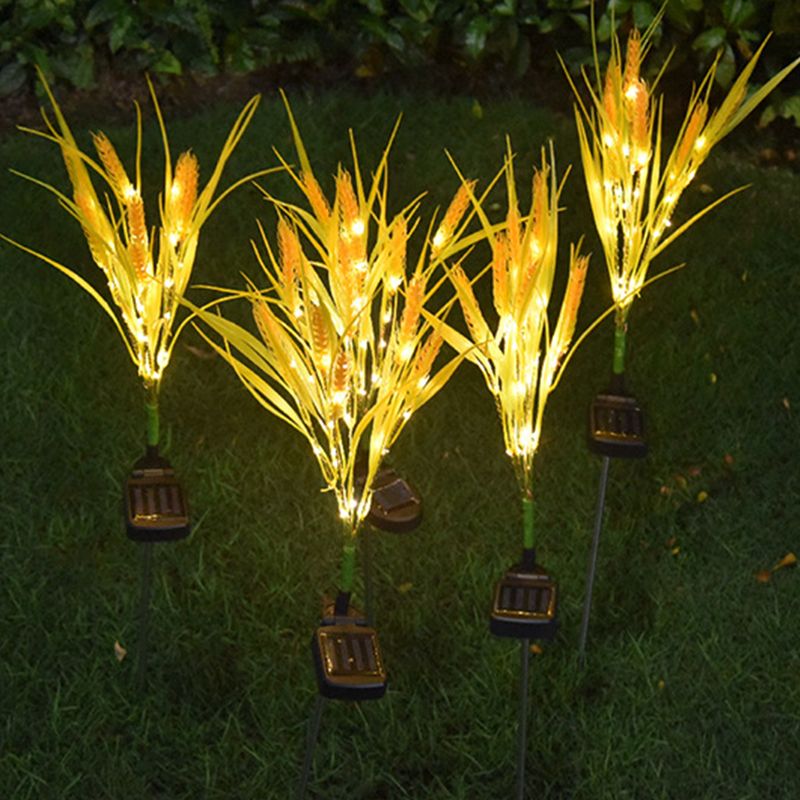 Yellow Wheat LED Lawn Lighting Decorative Plastic Solar Stake Light for Courtyard