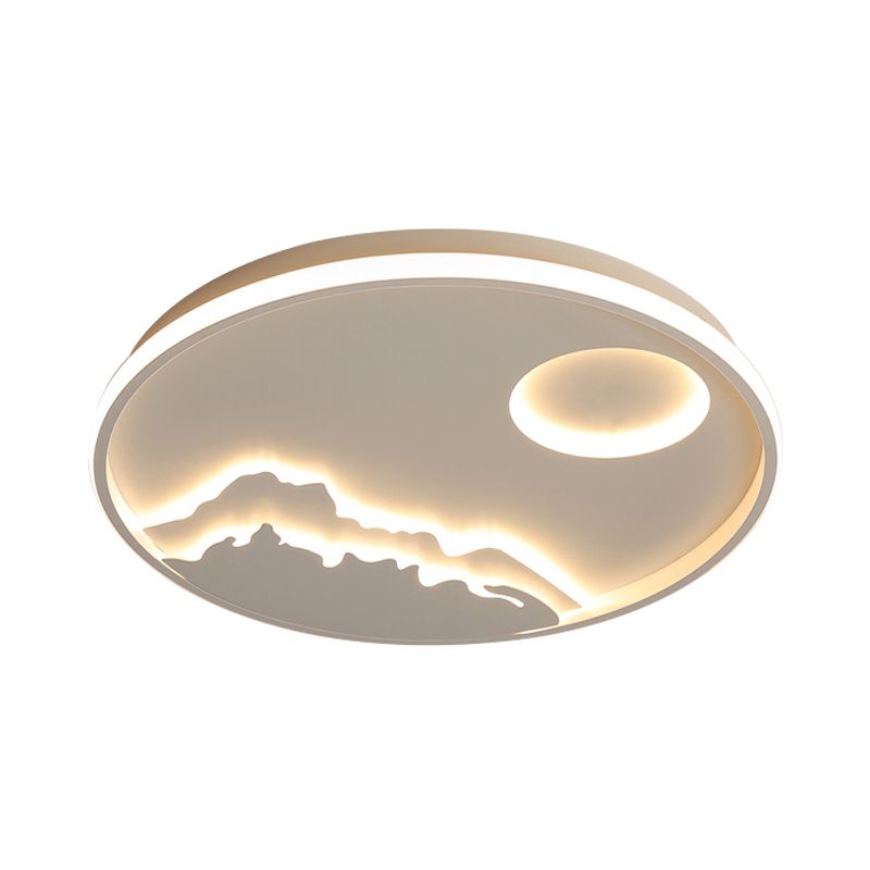Acrylic Sun Mountain View Ceiling Lamp Contemporary LED Ceiling Mount Light in White for Bathroom