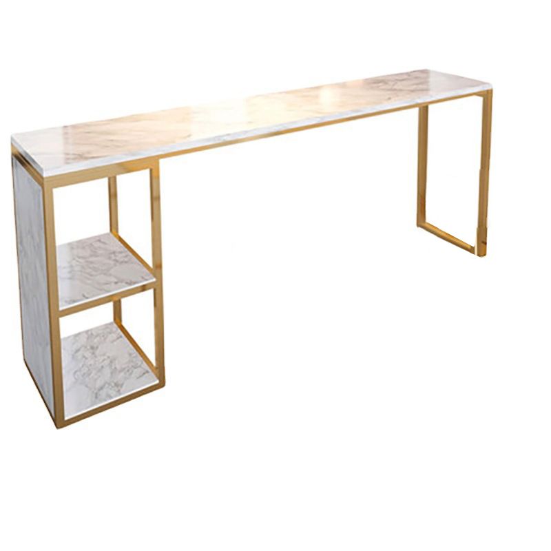 Rectangular Bar Height Table Faux Marble Top Bistro Pub Table for Patio Use