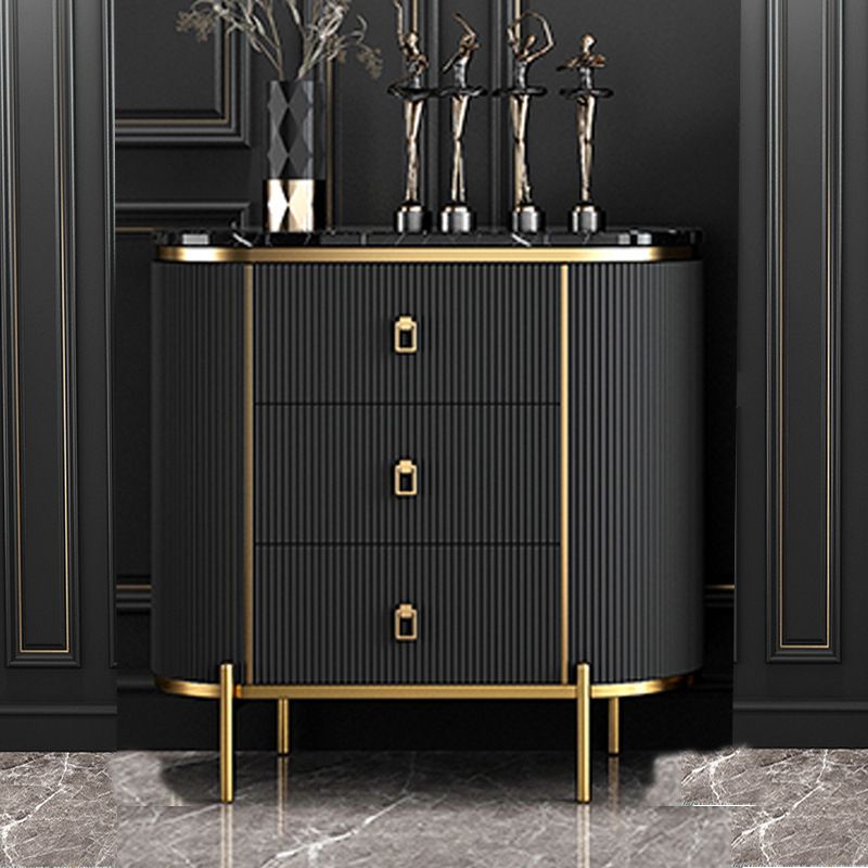 Glam Chest Bedroom Stone Vertical Storage Chest with 3 Drawers